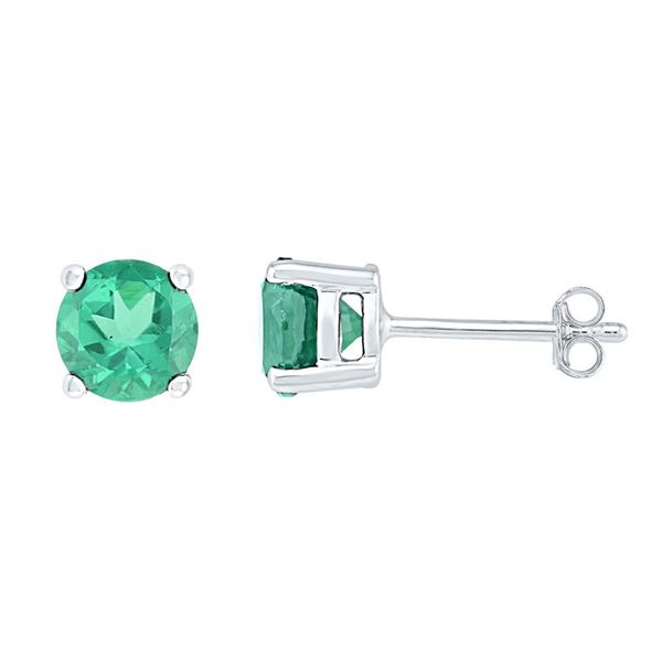 Lab-Created Emerald Solitaire Earrings 2 Cttw 10kt White Gold