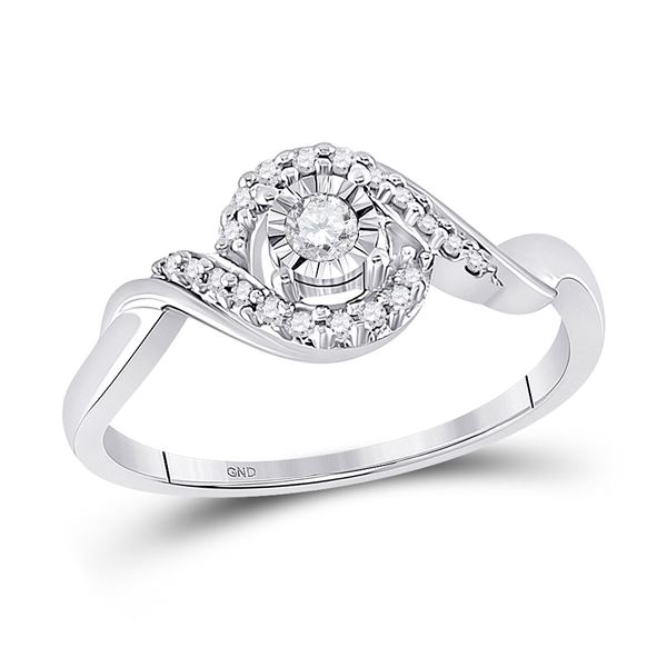Diamond Solitaire Twist Promise Ring 1/6 Cttw 10kt White Gold