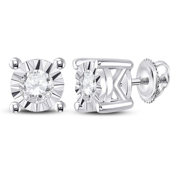 Diamond Solitaire Stud Earrings 1/4 Cttw 10kt White Gold