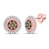 Image 1 : Brown Diamond Cluster Earrings 3/8 Cttw 10kt Rose Gold