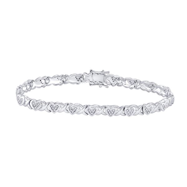 Diamond Heart Tennis Bracelet 1/4 Cttw Sterling Silver