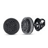 Image 1 : Sterling Silver Mens Black Color Enhanced Diamond Circle Stud Earrings 1/3 Cttw Sterling Silver