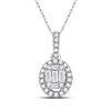 Image 1 : Baguette Diamond Oval Pendant 1/3 Cttw 14kt White Gold
