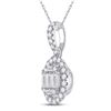 Image 2 : Baguette Diamond Oval Pendant 1/3 Cttw 14kt White Gold