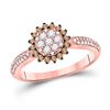 Image 1 : Brown Diamond Halo Cluster Ring 1/2 Cttw 10kt Rose Gold