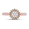 Image 2 : Brown Diamond Halo Cluster Ring 1/2 Cttw 10kt Rose Gold