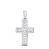 Image 1 : Princess Diamond Small Cross Pendant 1/6 Cttw 10kt White Gold