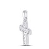 Image 2 : Princess Diamond Small Cross Pendant 1/6 Cttw 10kt White Gold