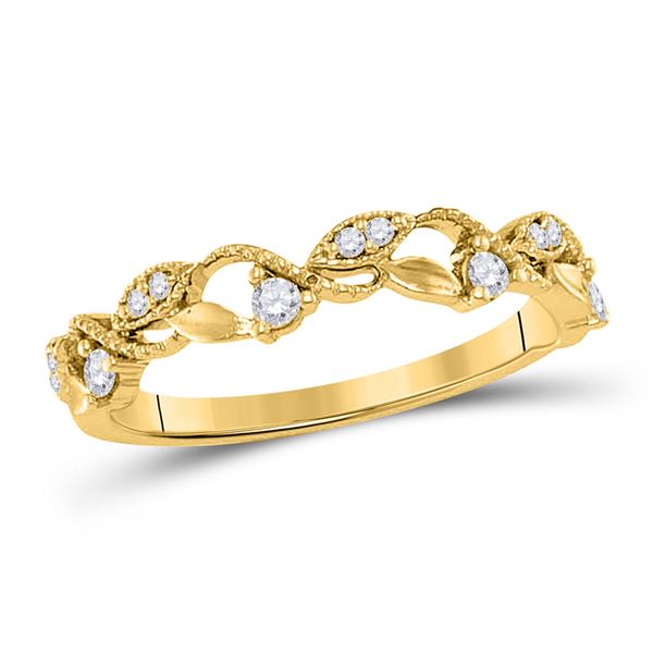 Diamond Vine Stackable Band Ring 1/6 Cttw 10kt Yellow Gold