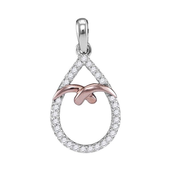 Diamond Teardrop Pendant 1/6 Cttw 10kt Two-tone Gold