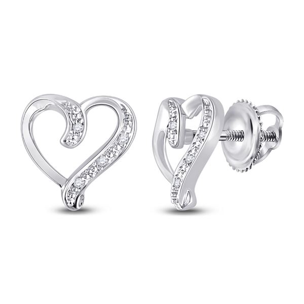 Diamond Heart Earrings .02 Cttw Sterling Silver