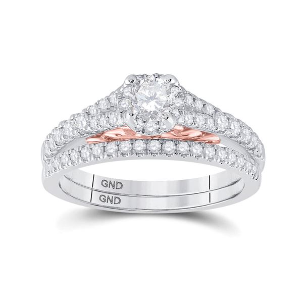 Diamond Bridal Wedding Ring Band Set 7/8 Cttw 14kt Two-tone Gold