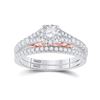 Image 1 : Diamond Bridal Wedding Ring Band Set 7/8 Cttw 14kt Two-tone Gold