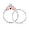 Image 4 : Diamond Bridal Wedding Ring Band Set 7/8 Cttw 14kt Two-tone Gold