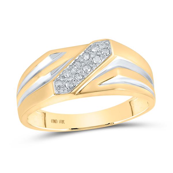 Mens Diamond Band Ring 1/10 Cttw 10kt Yellow Gold