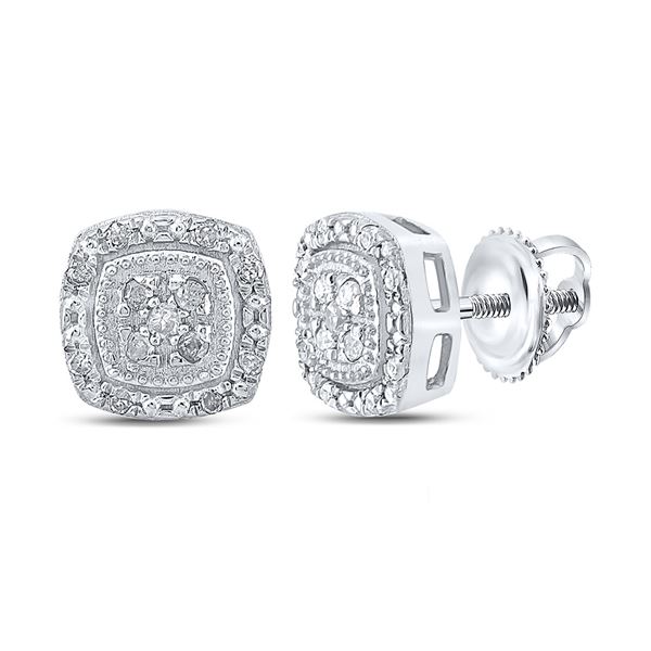 Diamond Cluster Earrings 1/10 Cttw 10kt White Gold