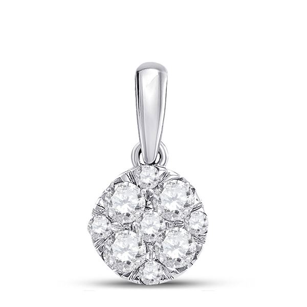 Diamond Fashion Cluster Pendant 1/2 Cttw 14kt White Gold