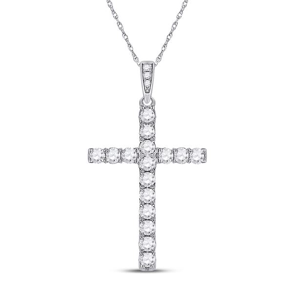 Diamond Cross Pendant 1/2 Cttw 14kt White Gold