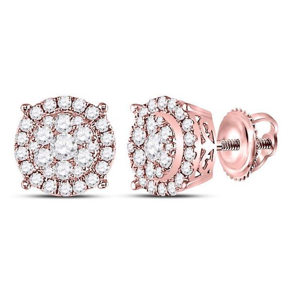 Diamond Circle Cluster Earrings 1/2 Cttw 14kt Rose Gold