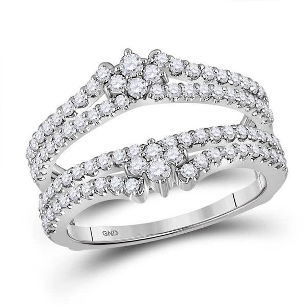 Diamond Wedding Wrap Ring Guard Enhancer 7/8 Cttw 14kt White Gold