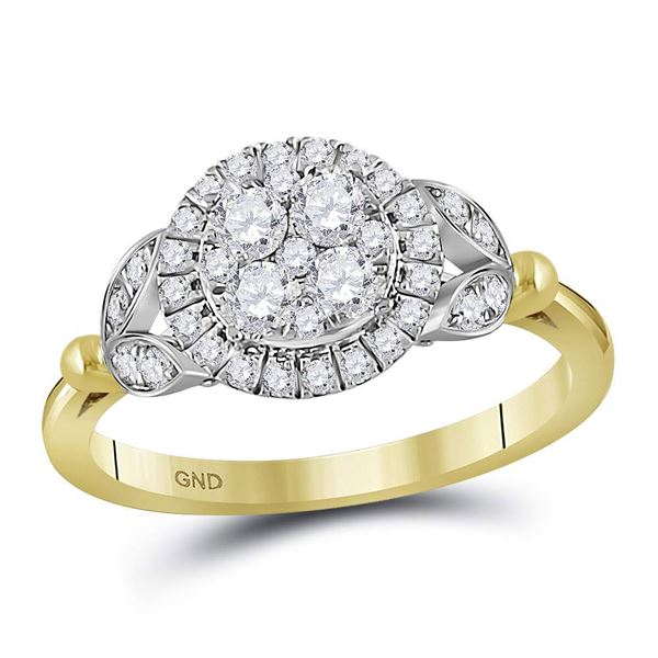 Diamond Cluster Bridal Wedding Engagement Ring 3/4 Cttw 14kt Yellow Gold