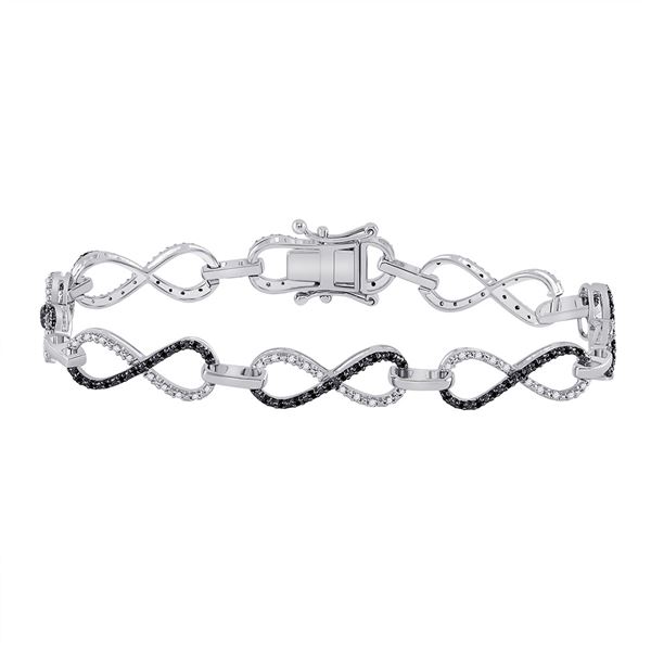 Black Color Enhanced Diamond Infinity Bracelet 1/2 Cttw Sterling Silver