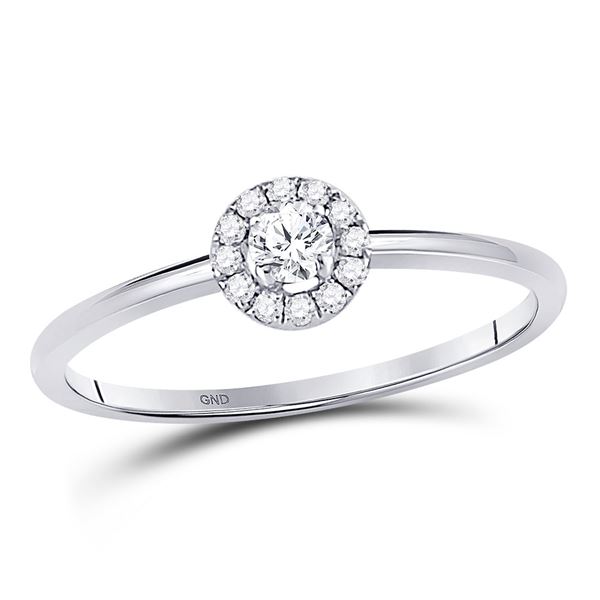 Diamond Solitaire Stackable Band Ring 1/5 Cttw 10kt White Gold