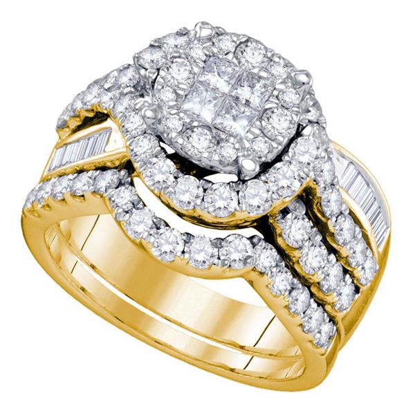 Princess Diamond Bridal Wedding Ring Band Set 1-3/4 Cttw 14kt Yellow Gold