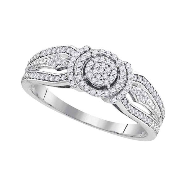 Diamond Cluster Bridal Wedding Engagement Ring 1/4 Cttw 10kt White Gold