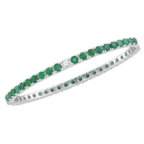 Emerald Lab-Created Emerald Bangle Bracelet 7-5/8 Cttw 18kt White Gold