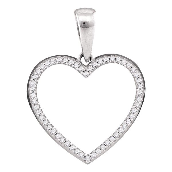 Diamond Heart Outline Pendant 1/6 Cttw Sterling Silver