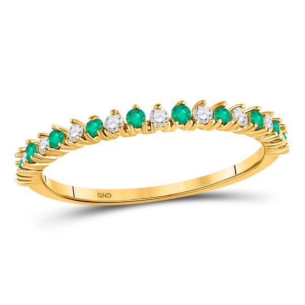 Emerald Diamond Stackable Band Ring 1/5 Cttw 10kt Yellow Gold