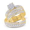 Image 1 : His Hers Diamond Cluster Matching Wedding Set 3/4 Cttw 10kt Two-tone Gold