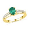 Image 1 : Oval Lab-Created Emerald Solitaire Ring 1/12 Cttw 10kt Yellow Gold