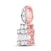 Image 2 : Baguette Diamond Square Cluster Pendant 1/3 Cttw 14kt Rose Gold