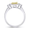 Image 4 : Yellow Diamond Square Frame Cluster Ring 5/8 Cttw 14kt White Gold