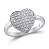 Image 1 : Diamond Heart Cluster Ring 1/4 Cttw 10kt White Gold