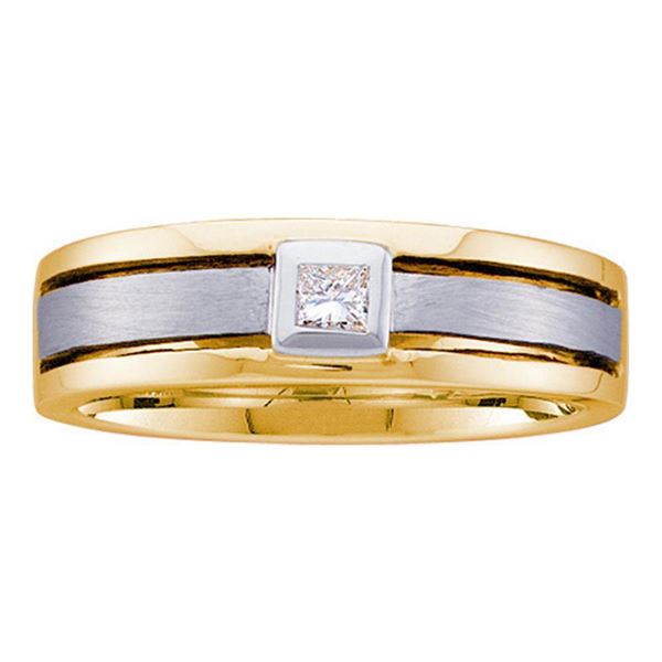 Mens Princess Diamond Wedding Band Ring 1/6 Cttw 14kt Two-tone Gold