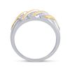 Image 3 : Mens Diamond Wedding Band Ring 1/2 Cttw 10kt Two-tone Gold