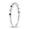 Image 3 : Blue Sapphire Dot Flower Stackable Band Ring 1/12 Cttw 10kt White Gold