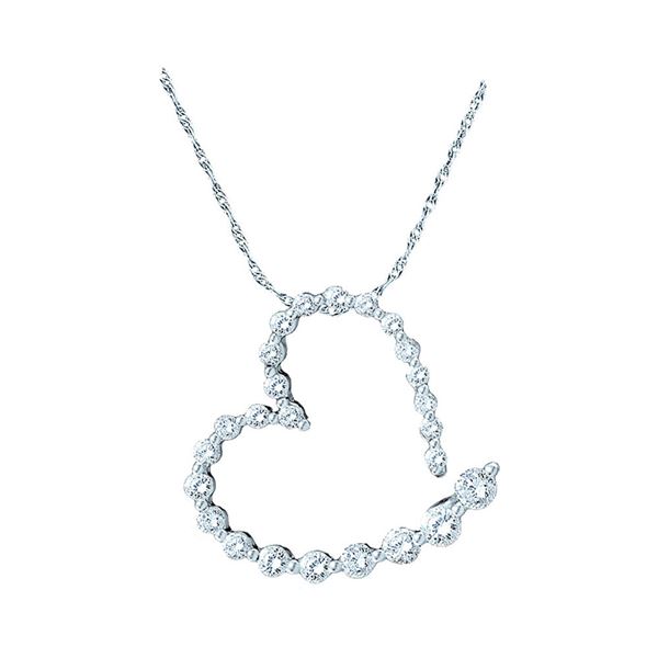 Diamond Graduated Heart Journey Pendant 1 Cttw 14kt White Gold