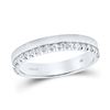 Image 1 : Machine-Set Diamond Wedding Band 1/4 Cttw 14kt White Gold