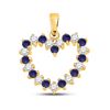 Image 1 : Blue Sapphire Diamond Heart Pendant 1/2 Cttw 10kt Yellow Gold