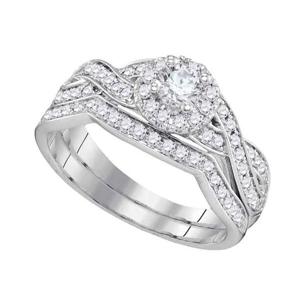 Diamond Bridal Wedding Ring Band Set 1/4 Cttw 14kt White Gold