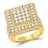 Image 1 : Mens Diamond Square Ring 3-1/3 Cttw 10kt Yellow Gold