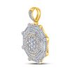 Image 2 : Mens Diamond Octagon Cluster Charm Pendant 3-1/2 Cttw 10kt Yellow Gold