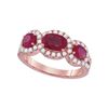 Image 1 : Oval Ruby Diamond 3-stone Ring 3 Cttw 18kt Rose Gold