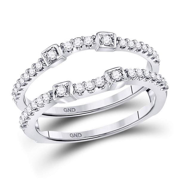 Diamond Wrap Ring Guard Enhancer 1/3 Cttw 14kt White Gold