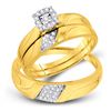 Image 1 : His Hers Diamond Solitaire Matching Wedding Set 1/5 Cttw 10kt Yellow Gold