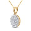 Image 2 : Diamond Flower Cluster Pendant 1/3 Cttw 14kt Yellow Gold